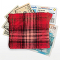 Red Plaid Zipper Pouch, Handmade Coin Purse, Small Cosmetic Bag, Mini Wallet, Christmas Stocking Stuffer, Handmade Gift